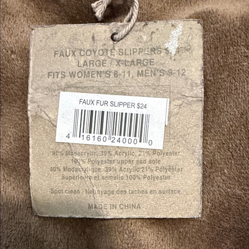 Restoration Hardware Faux Fur Lined Brown Slippers size w 8-11 - Picture 2 of 4